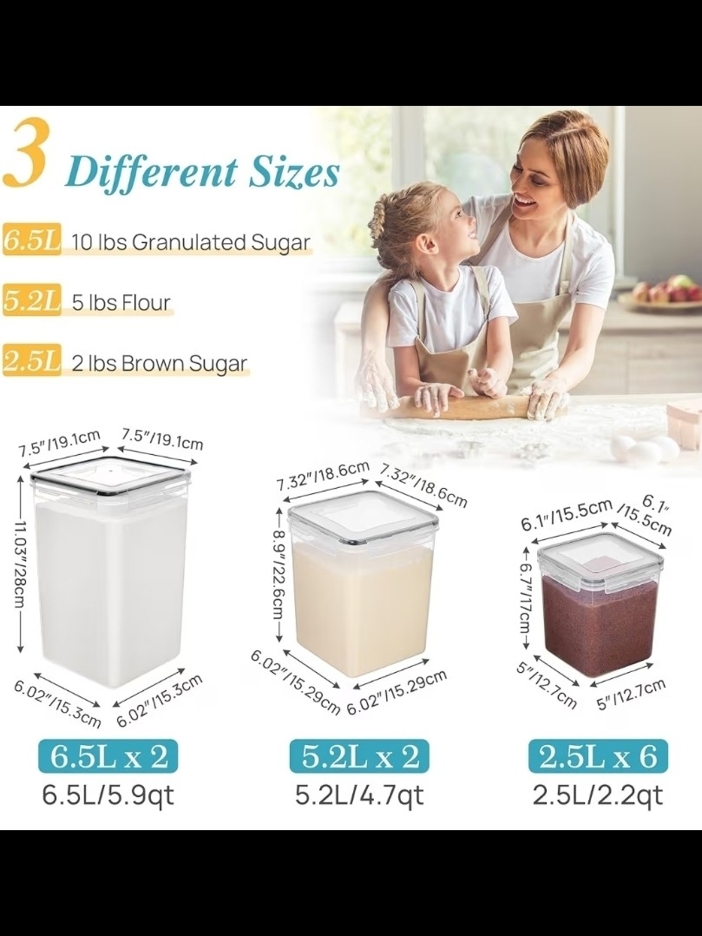 Airtight Clear Food Storage Containers – White Lids, 10-Pack - Picture 6 of 7